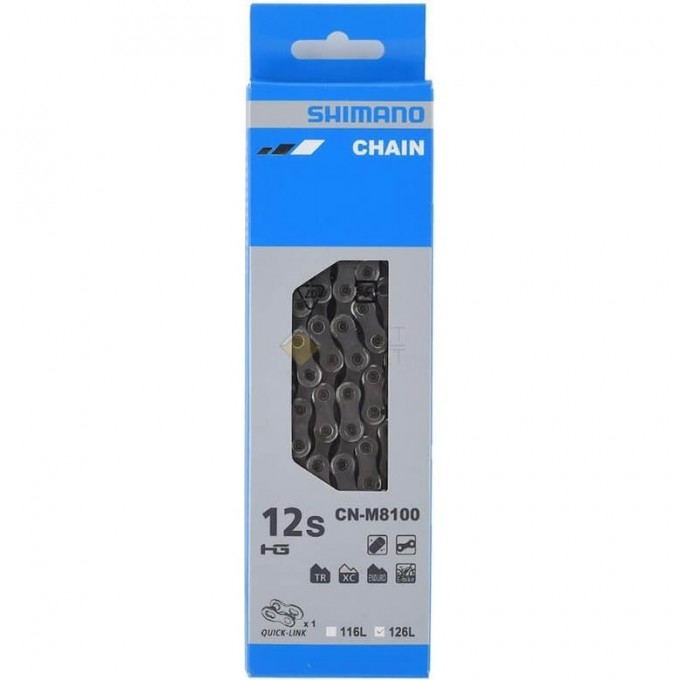 Цепь SHIMANO XT, M8100, 11/12 скоростей, 126 звеньями, с замком ICNM8100126Q Цепь SHIMANO XT, M8100, 11/12 скоростей, 126 звеньями, с замком ICNM8100126Q