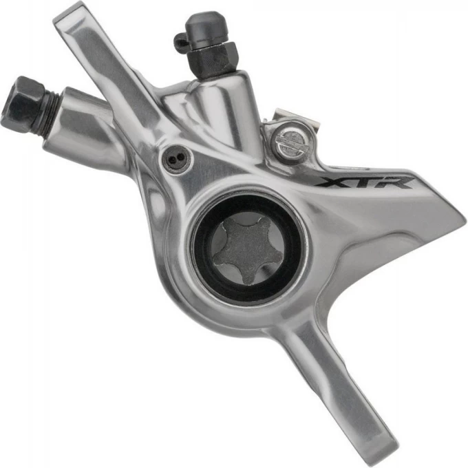 Калипер SHIMANO XTR M9100, гидравлика, POST MOUNT, металлическая колодка K04Ti, без адаптера, IBRM9100MPMX