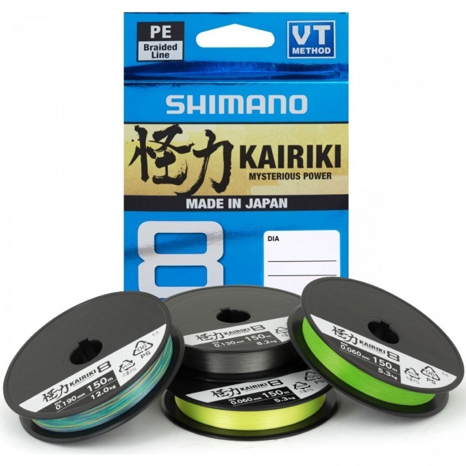 Леска плетёная SHIMANO KAIRIKI 8 PE 150м зеленая 0.190 мм 12.0 кг 59WPLA58R04 Леска плетёная SHIMANO KAIRIKI 8 PE 150м зеленая 0.190 мм 12.0 кг 59WPLA58R04