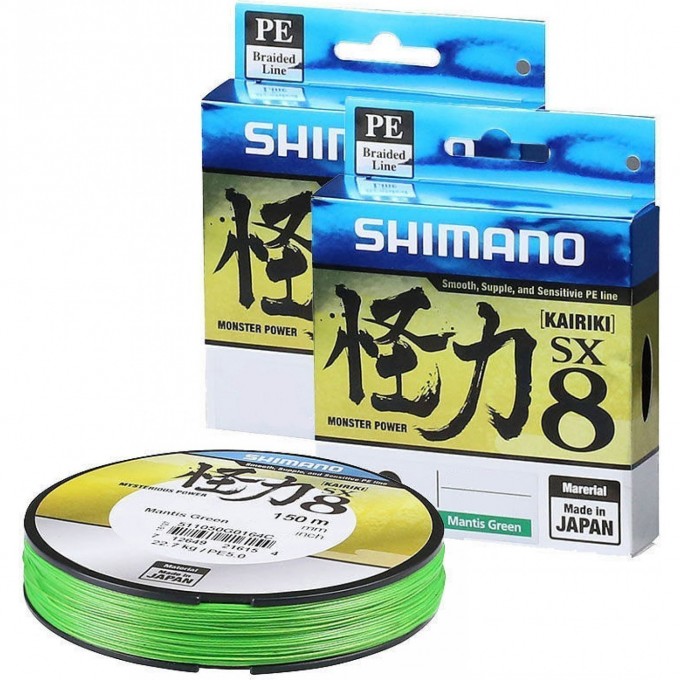 Леска плетёная SHIMANO KAIRIKI PE SX8 150м ЗЕЛЕНАЯ 0.100мм, 6.0kg 511008G0164MC Леска плетёная SHIMANO KAIRIKI PE SX8 150м ЗЕЛЕНАЯ 0.100мм, 6.0kg 511008G0164MC