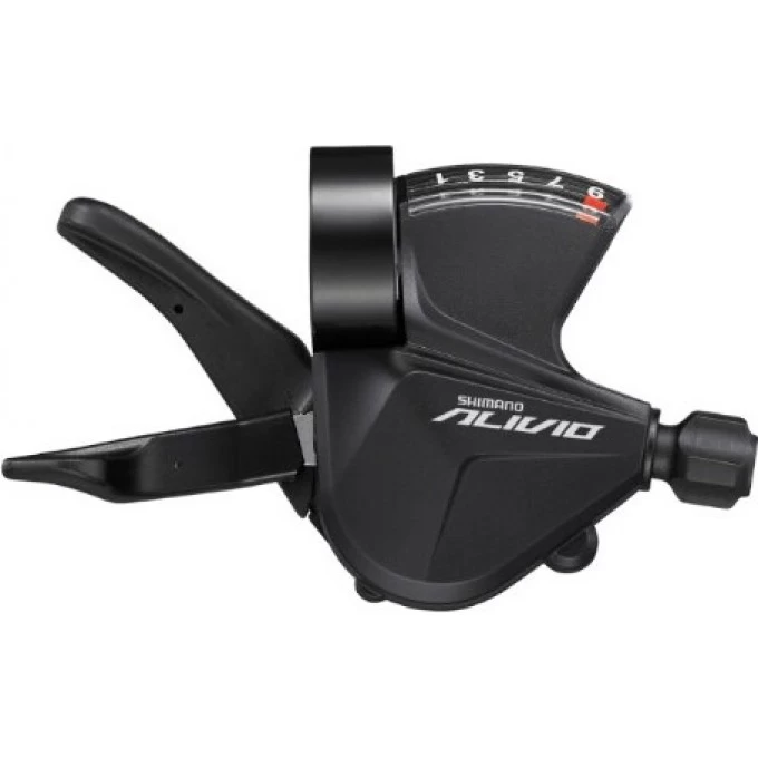 Шифтер SHIMANO ALIVIO M3100-R, правый, 9 скоростей, на хомут, c индикатором, трос 2050мм ESLM3100RA Шифтер SHIMANO ALIVIO M3100-R, правый, 9 скоростей, на хомут, c индикатором, трос 2050мм ESLM3100RA