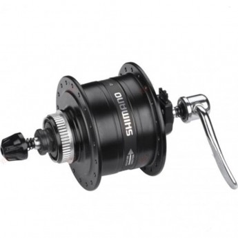 Втулка динамо SHIMANO 3D37, 32 отверстия, 6V-3W, QR, под дисковый тормоз C.Lock, OLD:100 мм, черный