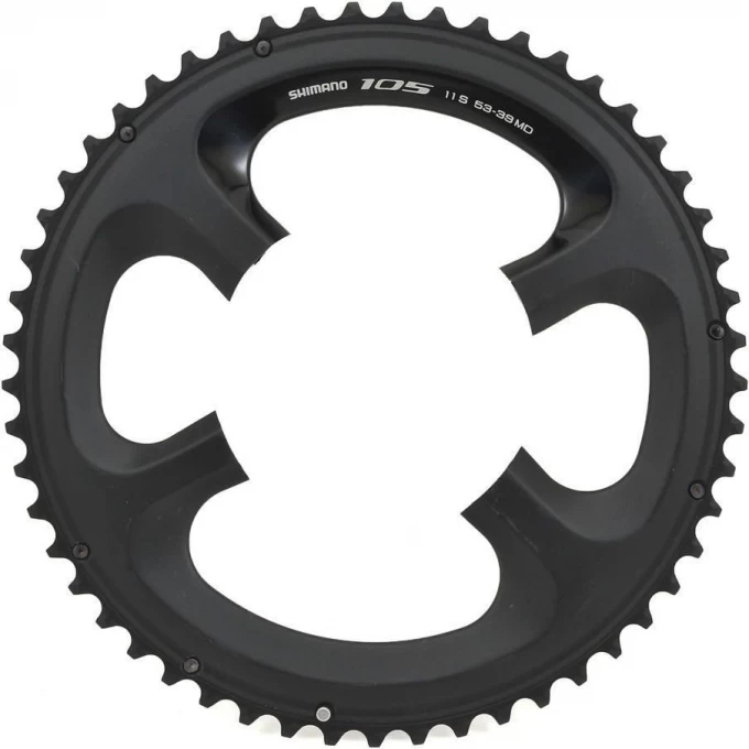 Звезда SHIMANO 105 53T-MD, передняя, для FC-5800, для 53-39T, черный Y1PH98130 Звезда SHIMANO 105 53T-MD, передняя, для FC-5800, для 53-39T, черный Y1PH98130